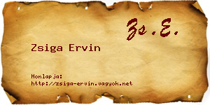 Zsiga Ervin névjegykártya